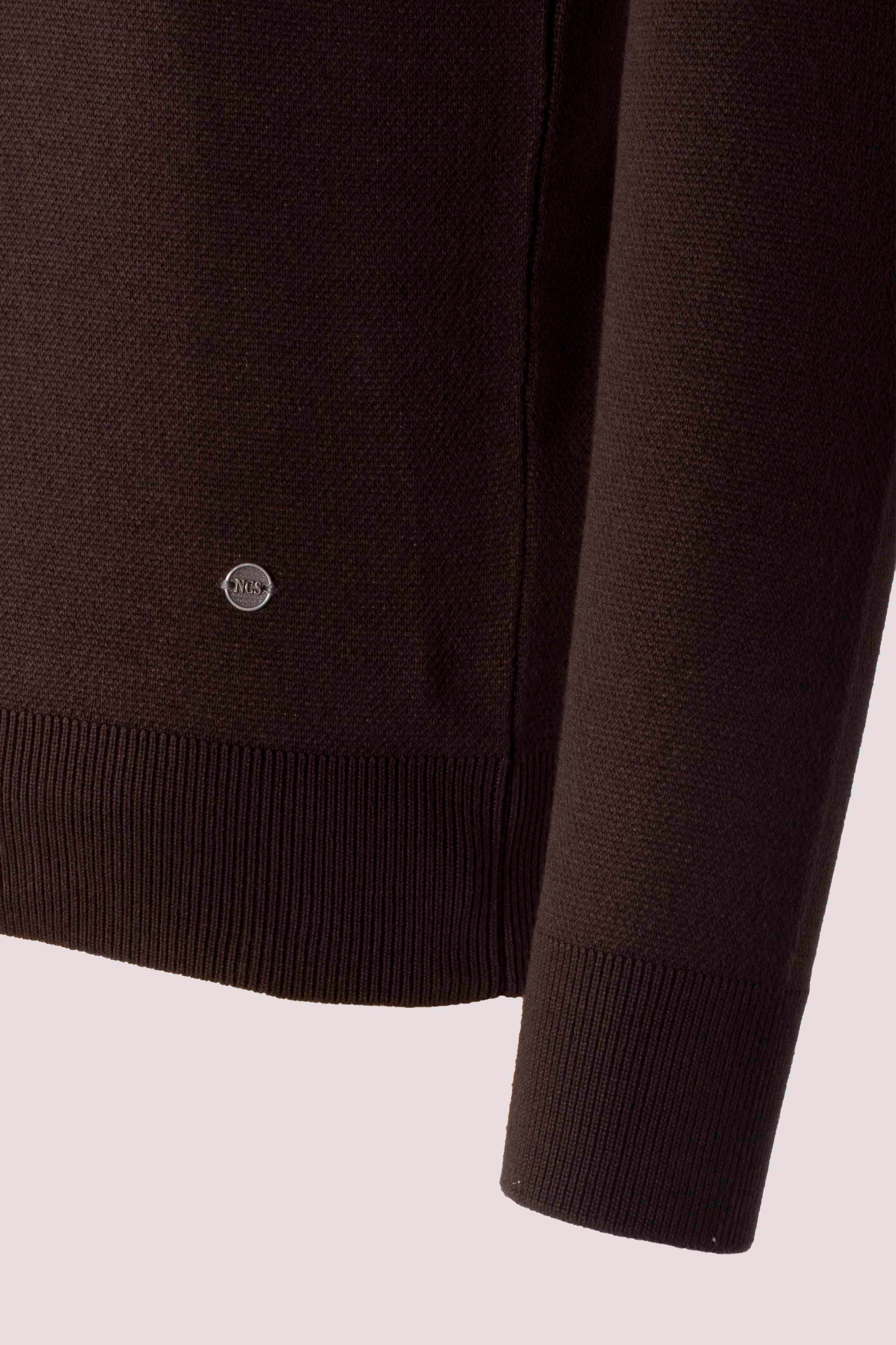 Erkek Triko Camel Bisiklet Yaka Desenli Slim Fit Pamuklu Kazak 3723