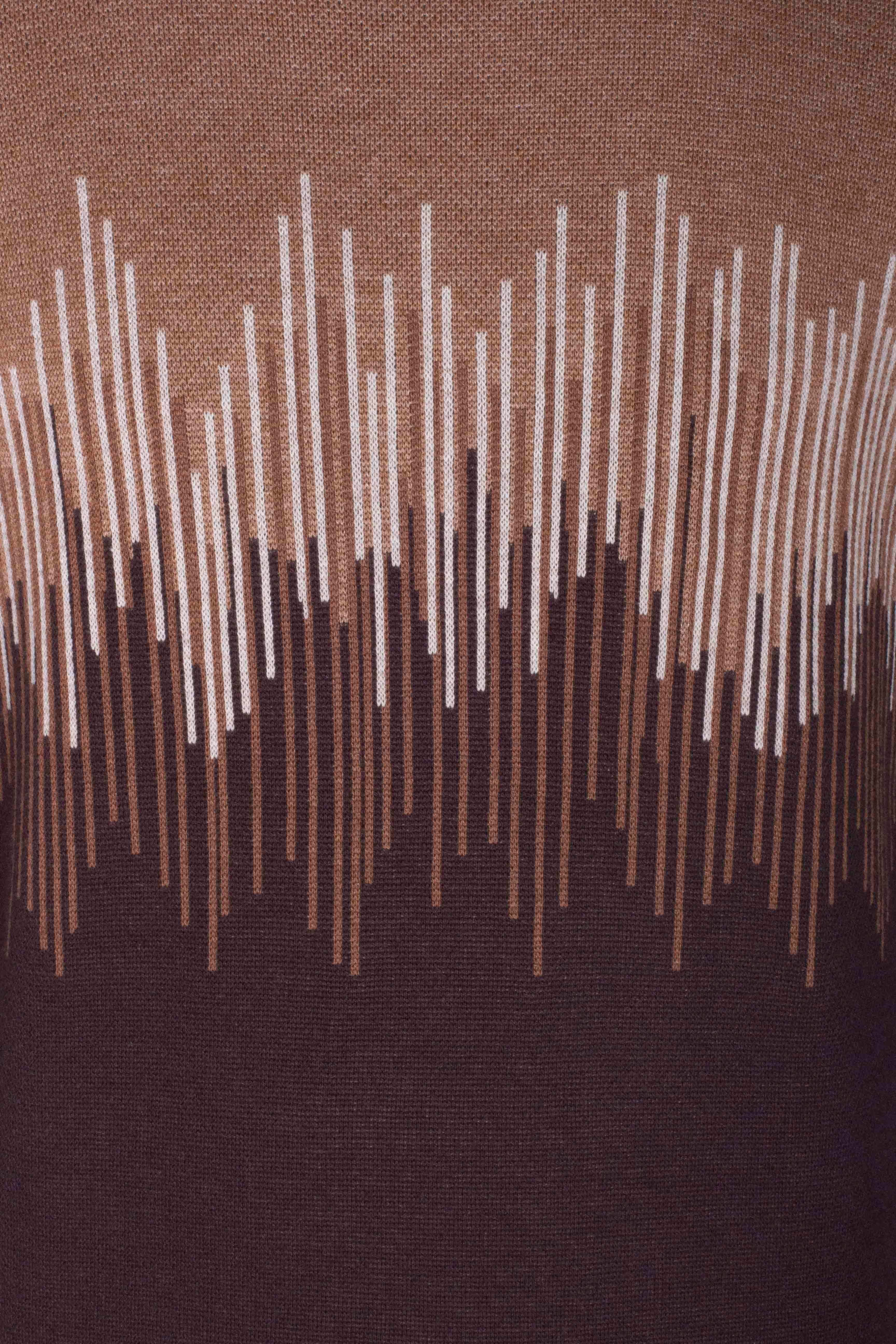 Erkek Triko Camel Bisiklet Yaka Desenli Slim Fit Pamuklu Kazak 3723