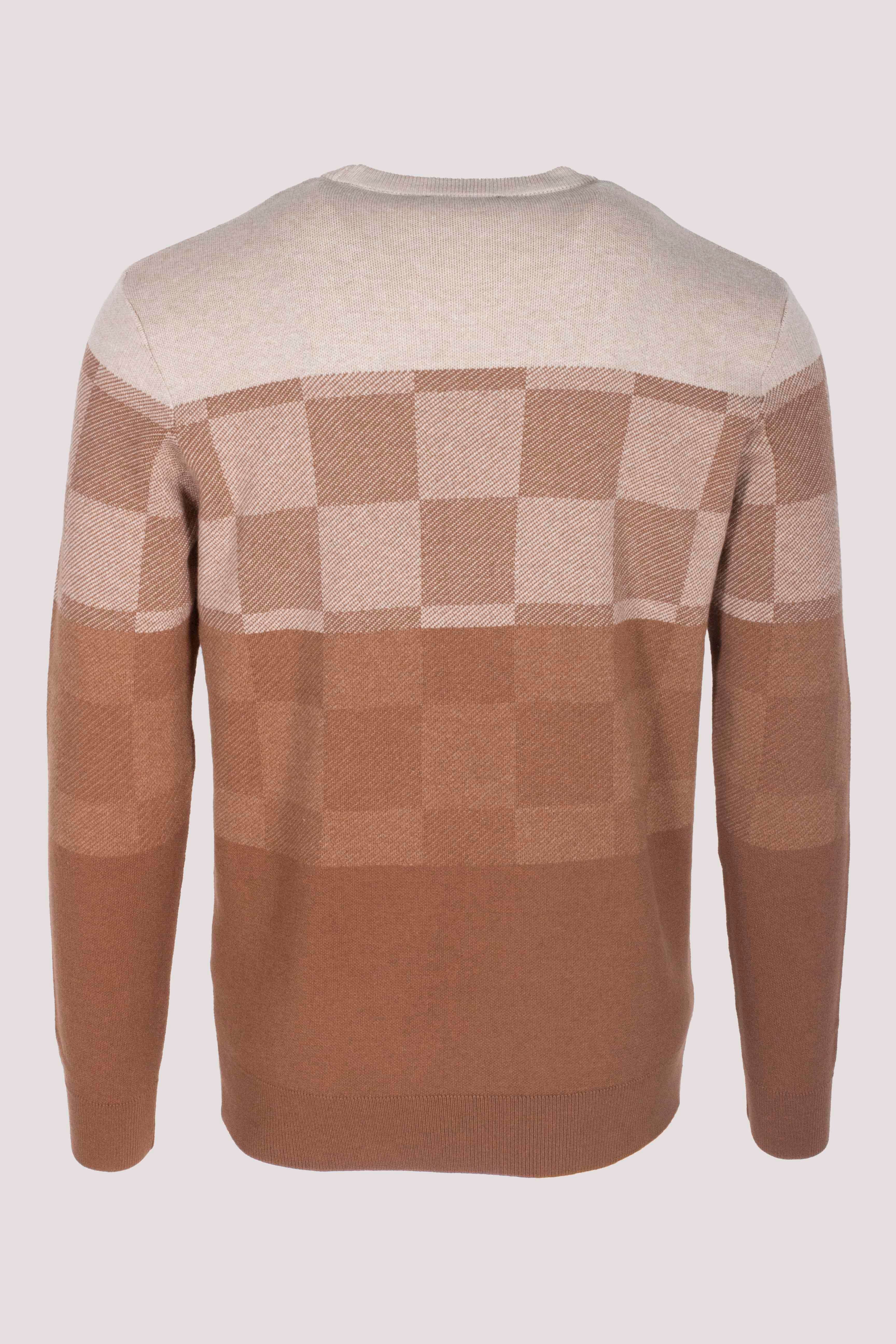 Erkek Triko Kahve Bisiklet Yaka Desenli Slim Fit Pamuklu Kazak NCS JEANS 3730