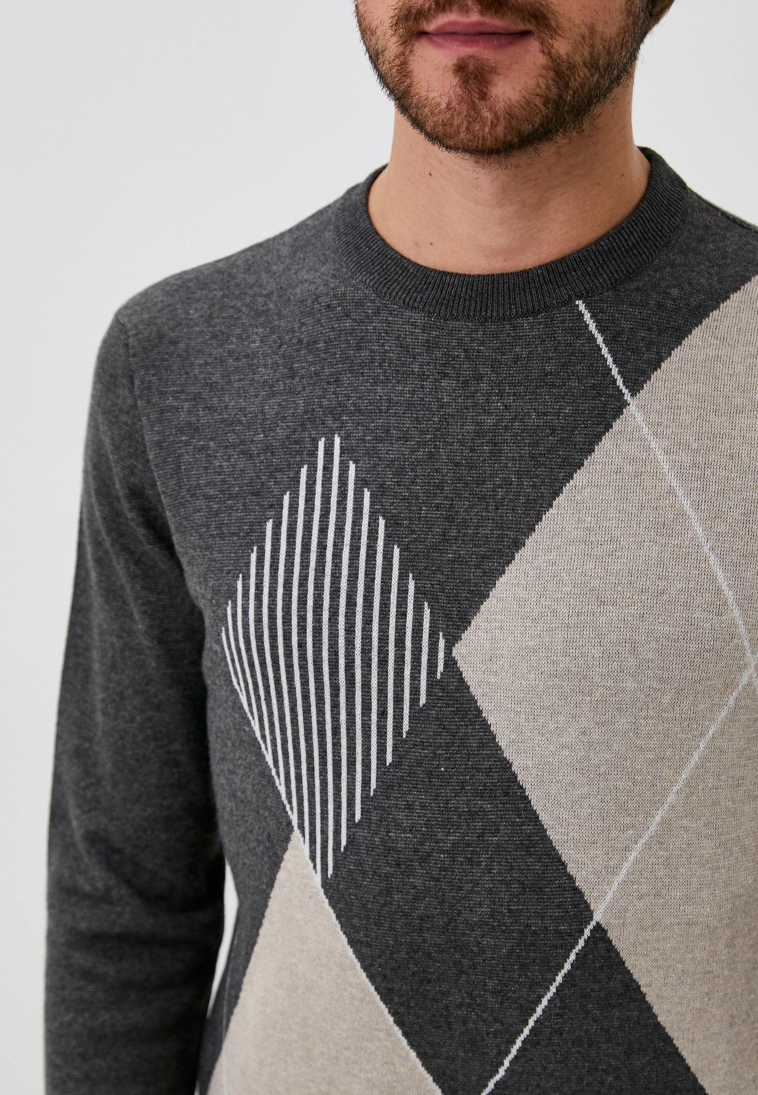 Erkek Triko Koyu Grimelanj Bisiklet Yaka Koyu Grimelanj Baklava Desenli Slim Fit Pamuklu Kazak NCS JEANS 3728