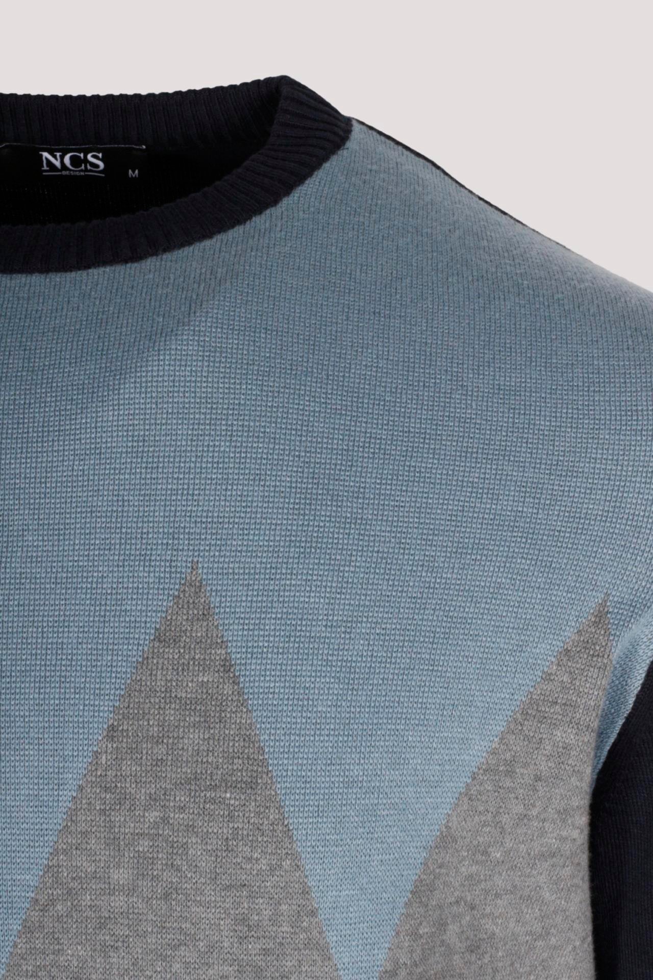 Erkek Triko Lacivert Bisiklet Yaka Baklava Desenli Slim Fit Pamuklu Kazak NCS JEANS 3727