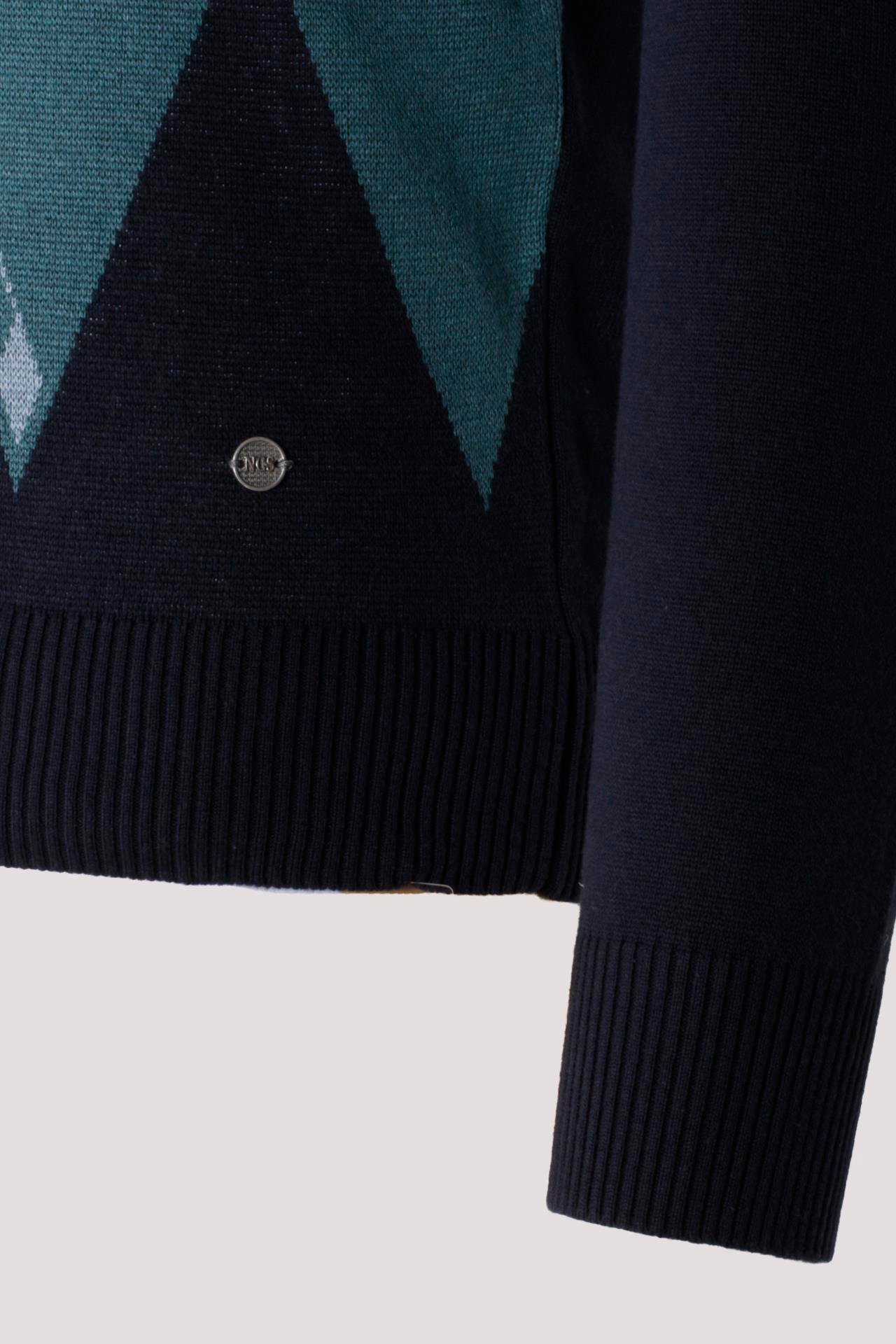 Erkek Triko Lacivert Bisiklet Yaka Baklava Desenli Slim Fit Pamuklu Kazak NCS JEANS 3727