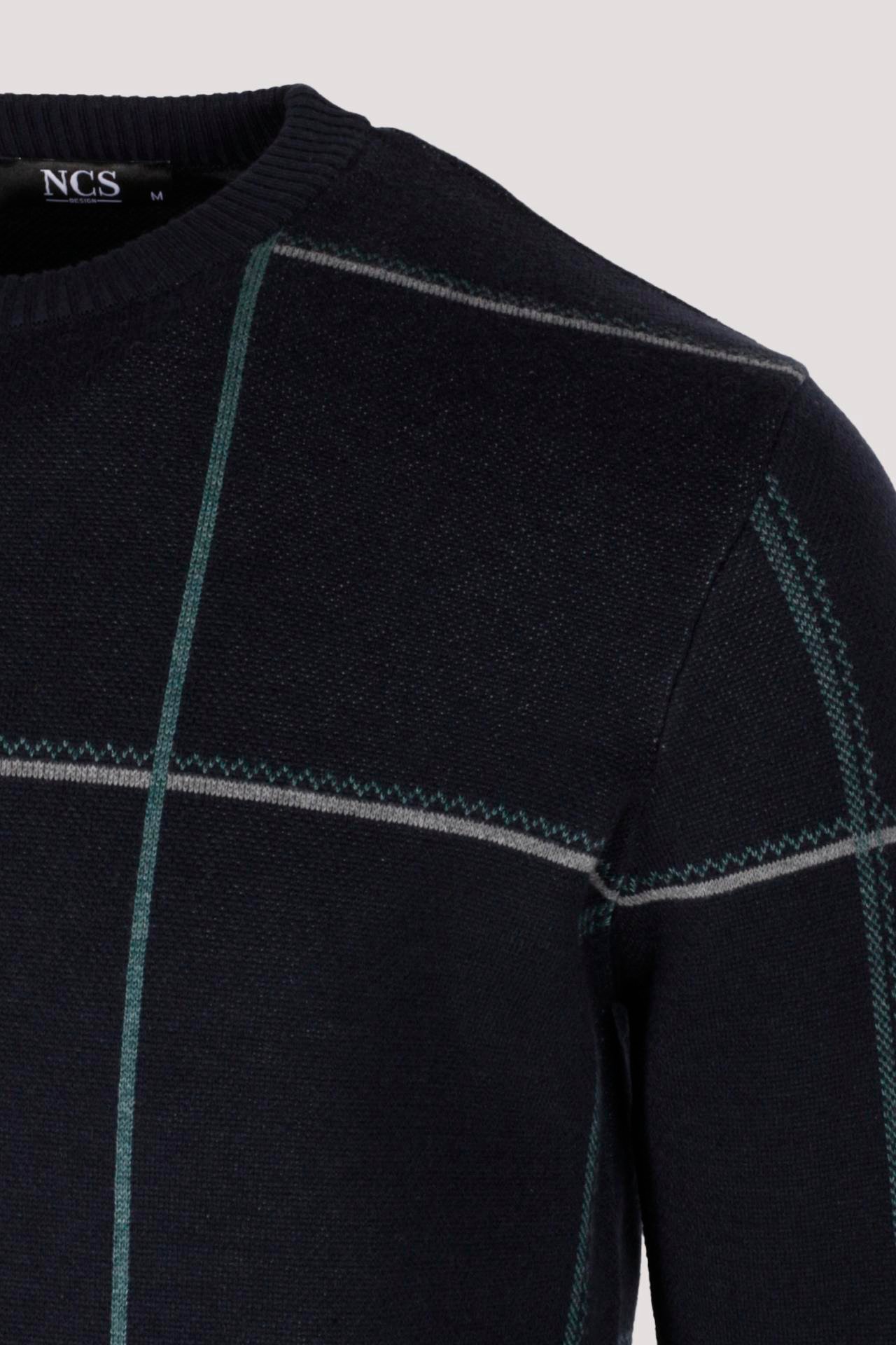 Erkek Triko Lacivert Bisiklet Yaka Desenli Slim Fit Pamuklu Kazak NCS JEANS 3744