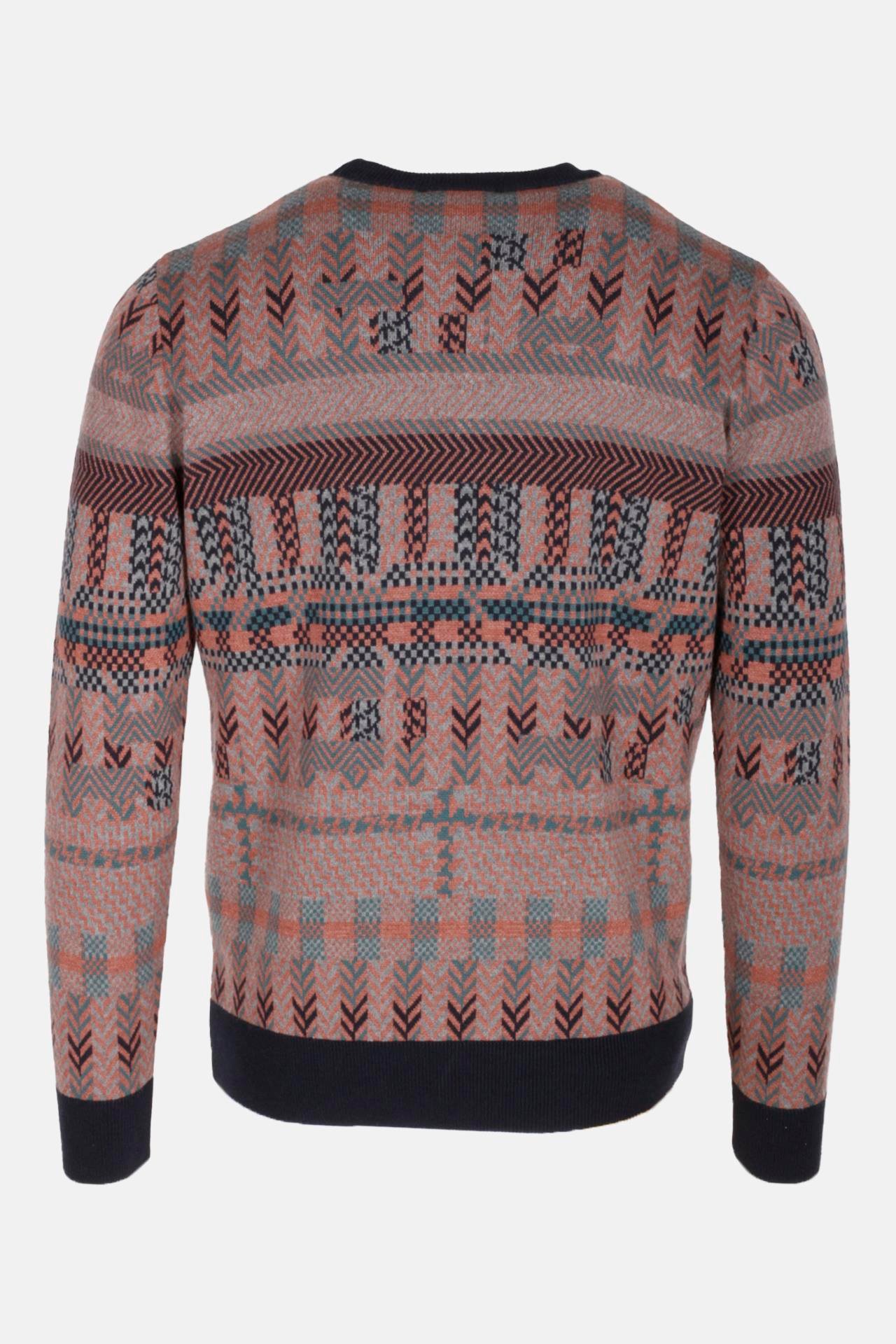 Erkek Triko Lacivert Bisiklet Yaka Desenli Slim Fit Pamuklu Kazak NCS JEANS 3721