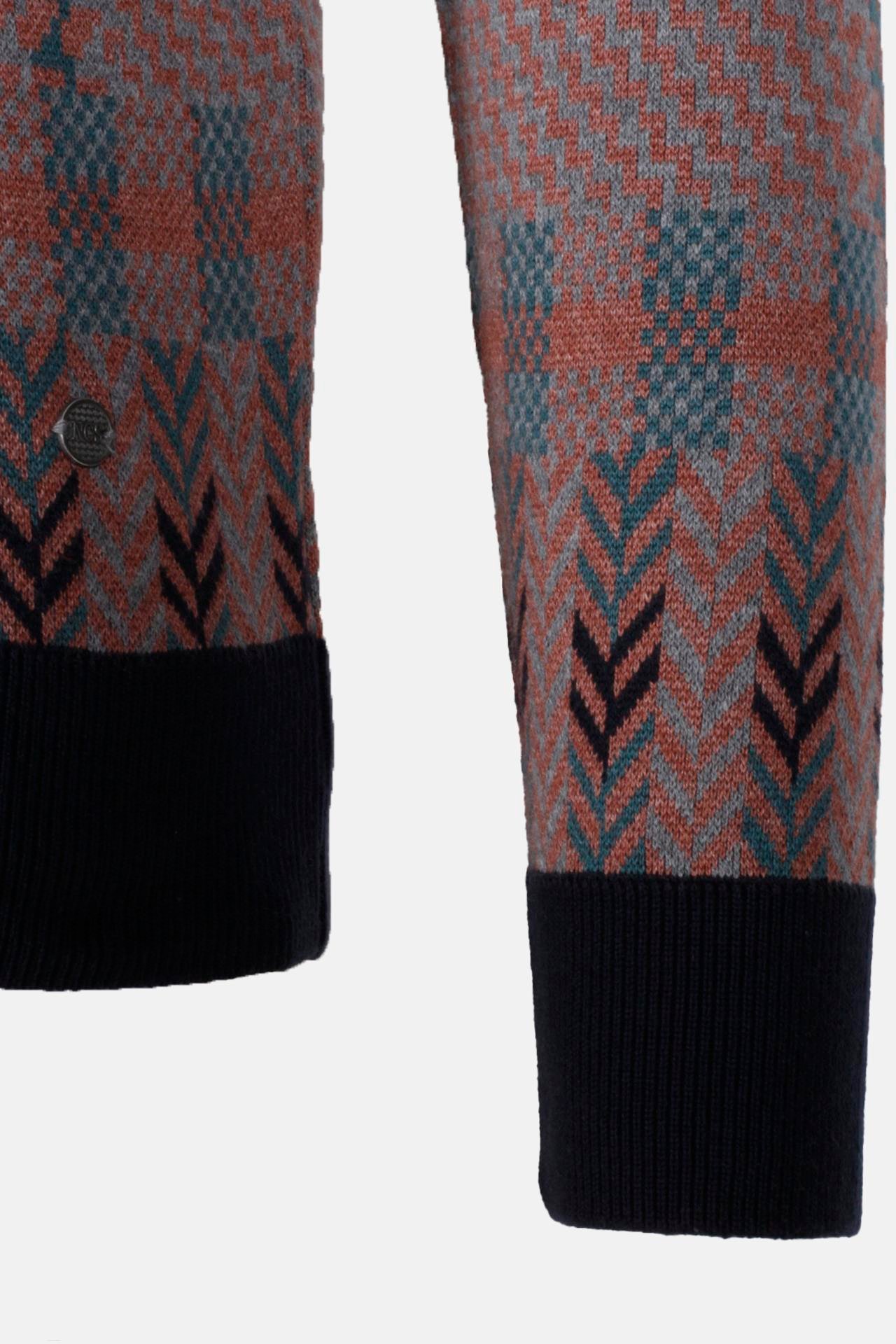 Erkek Triko Lacivert Bisiklet Yaka Desenli Slim Fit Pamuklu Kazak NCS JEANS 3721