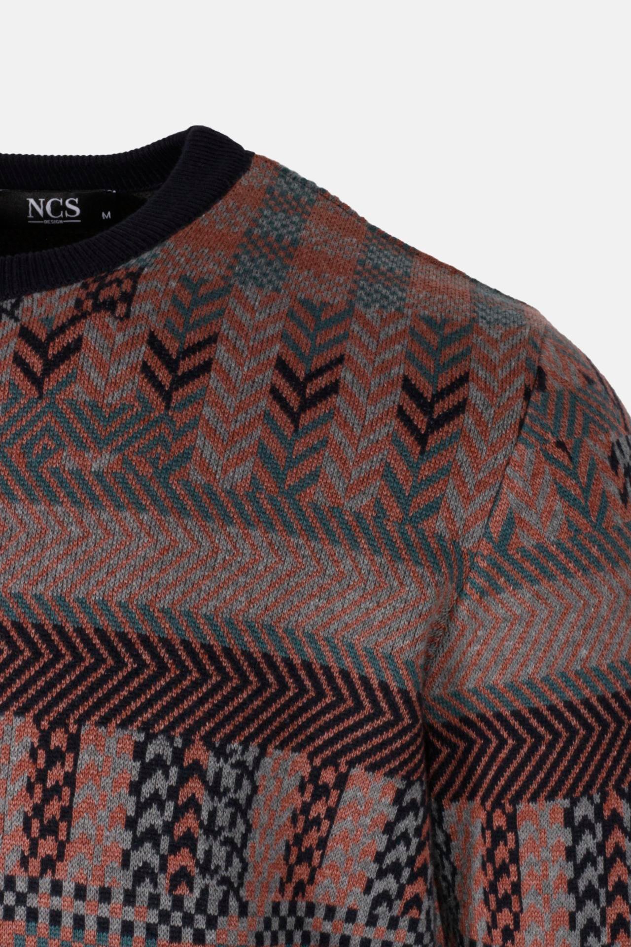 Erkek Triko Lacivert Bisiklet Yaka Desenli Slim Fit Pamuklu Kazak NCS JEANS 3721