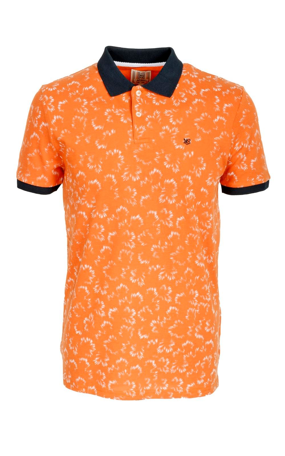 Erkek Turuncu Slim Fit Polo Yaka Baskılı %100 Pamuk Kol Ribanalı T-shirt Jeans 1997