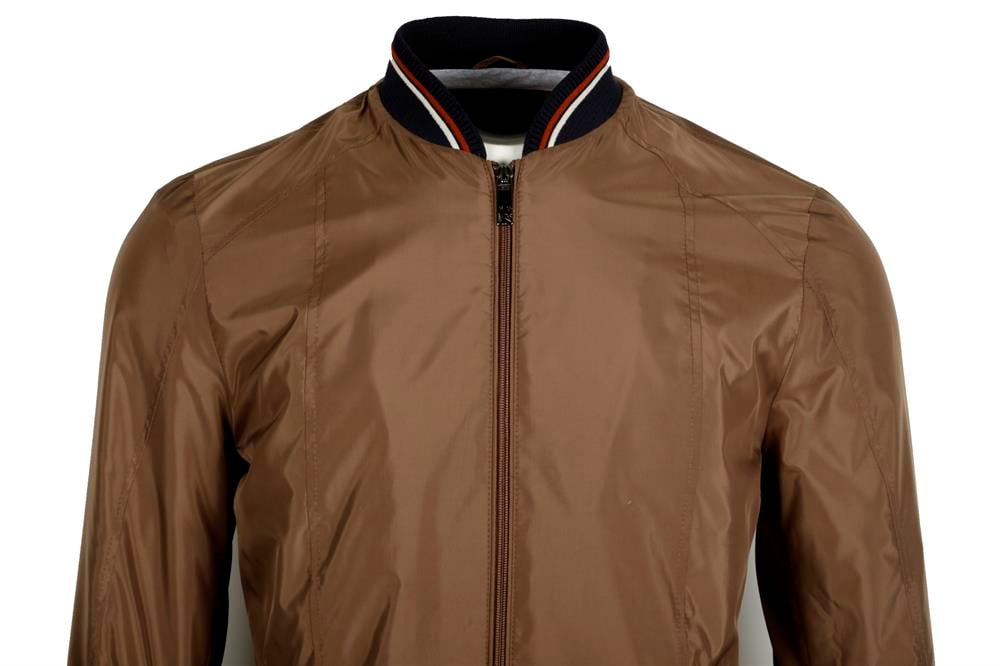 Erkek Vizon Ribanalı Slim Fit Bomber Ceket Baharlık ve Mevsimlik Jeans 4986