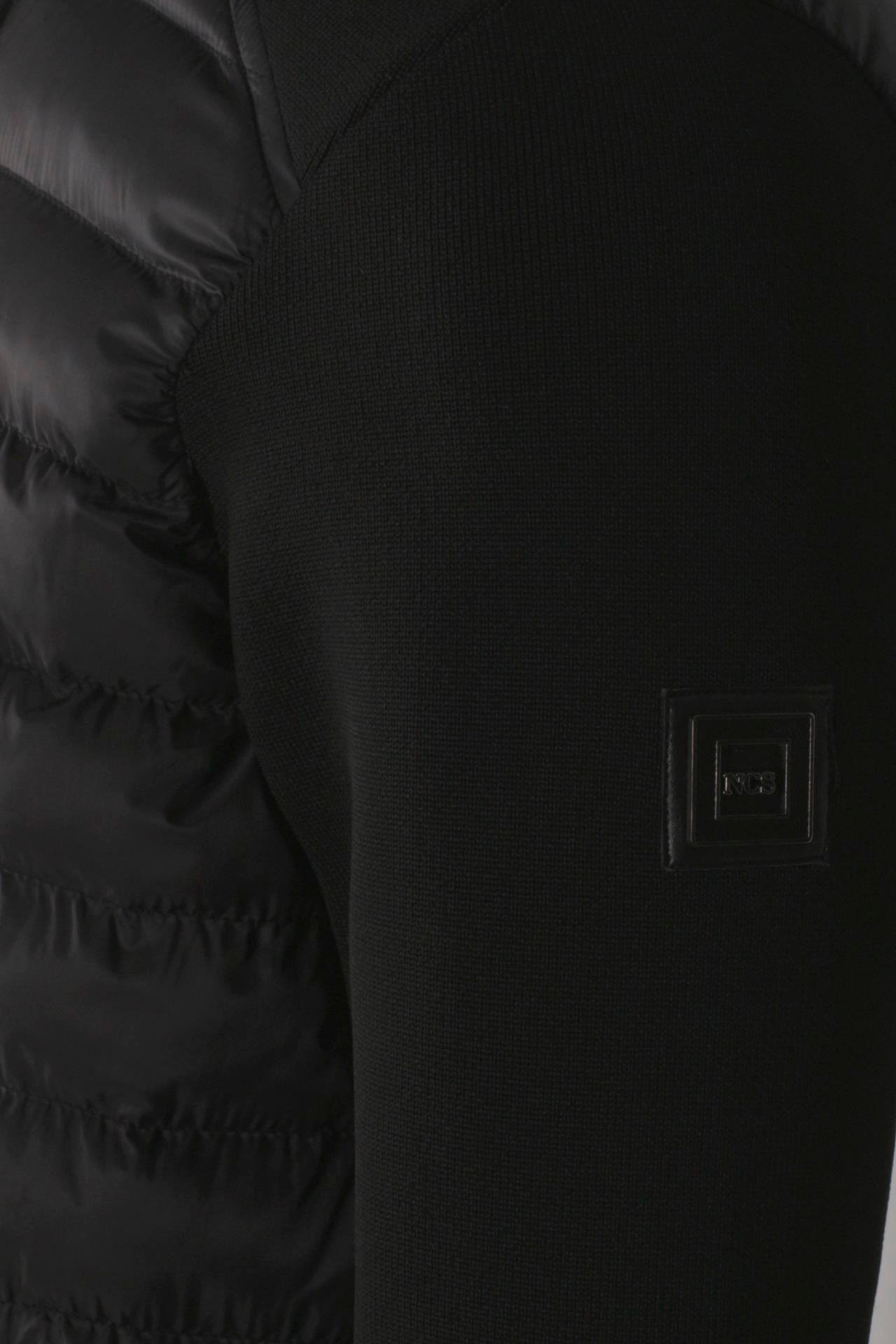 Erkek Zırh Örme Siyah Hırka Düğmeli Dik Yaka Slim Fit İnce Astarlı Mevsimlik Cardigan NCS JEANS 4518