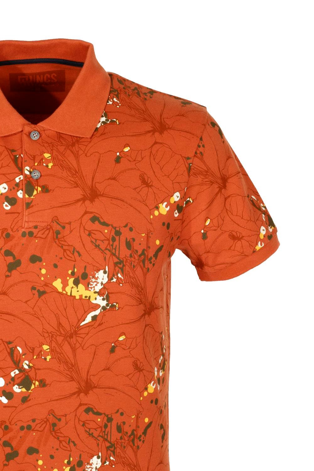 Kiremit Erkek Polo Yaka Slim Fit Baskılı Tshirt 1191