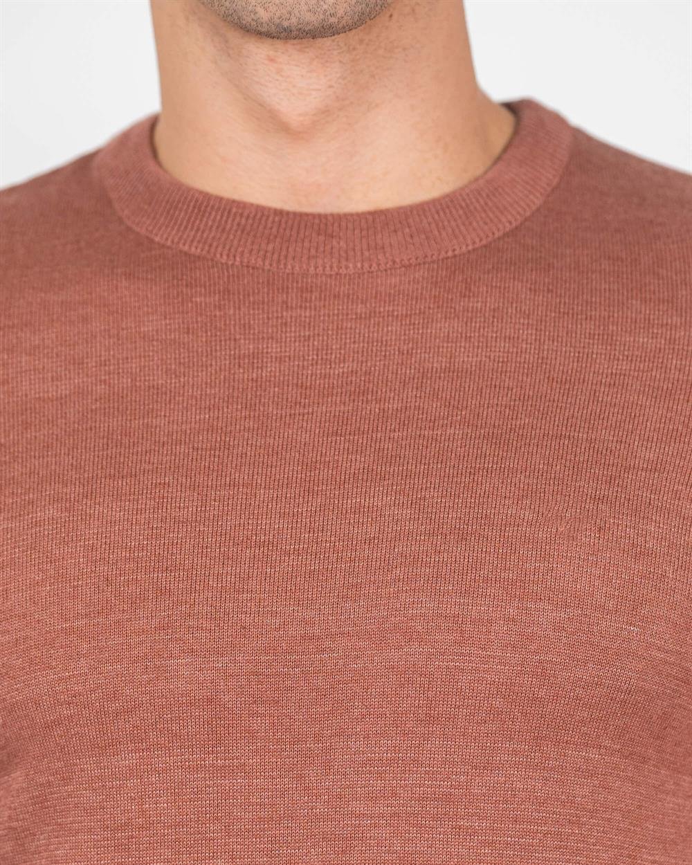 Kiremitmelanj Erkek Bisiklet Yaka Triko Slim Fit Pamuklu Kazak NCS JEANS 3002