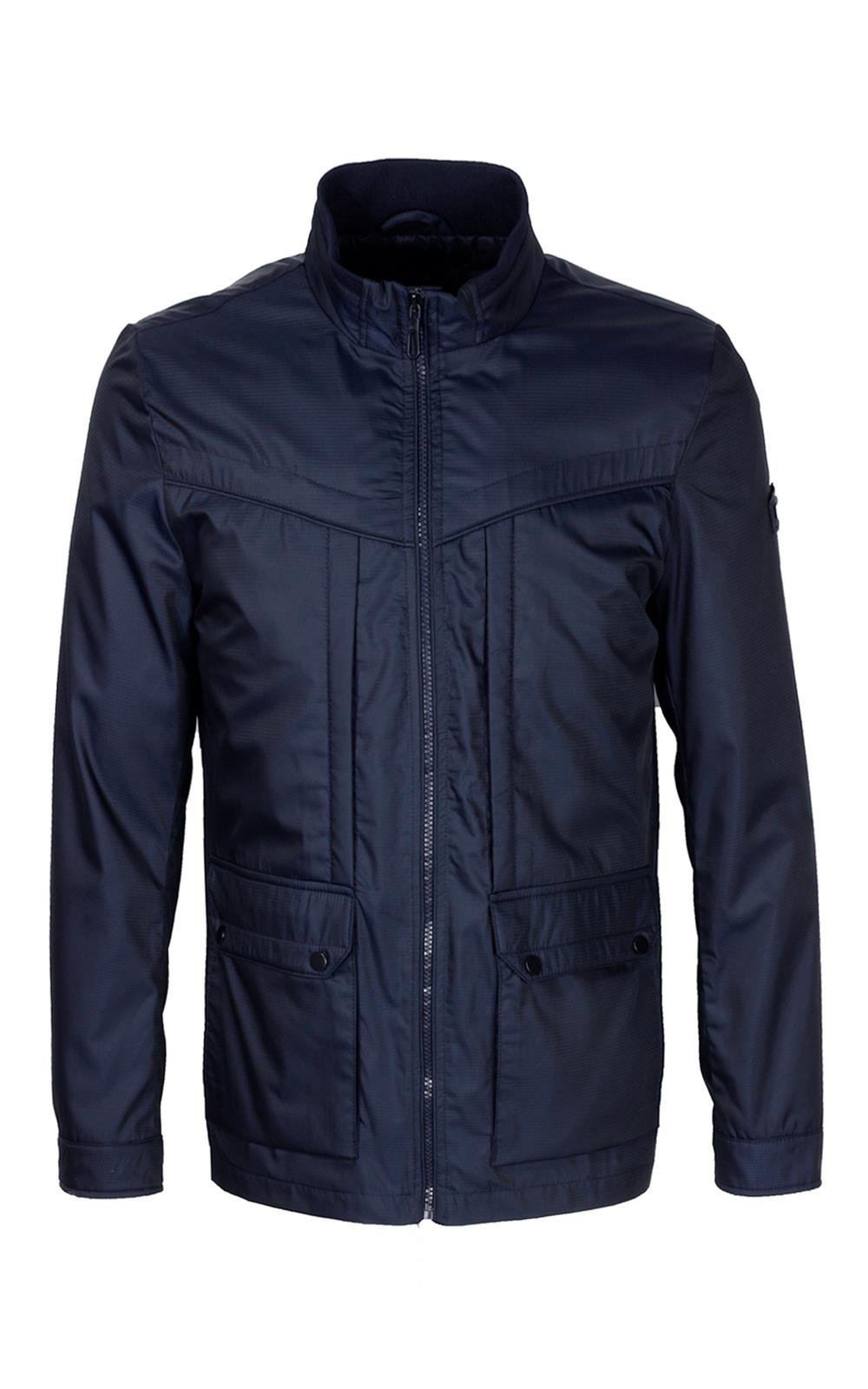 lacivert Erkek Dik Yaka Rüzgar Ve Su Itici Ön Cepli Slim Fit Mevsimlik Mont 4502