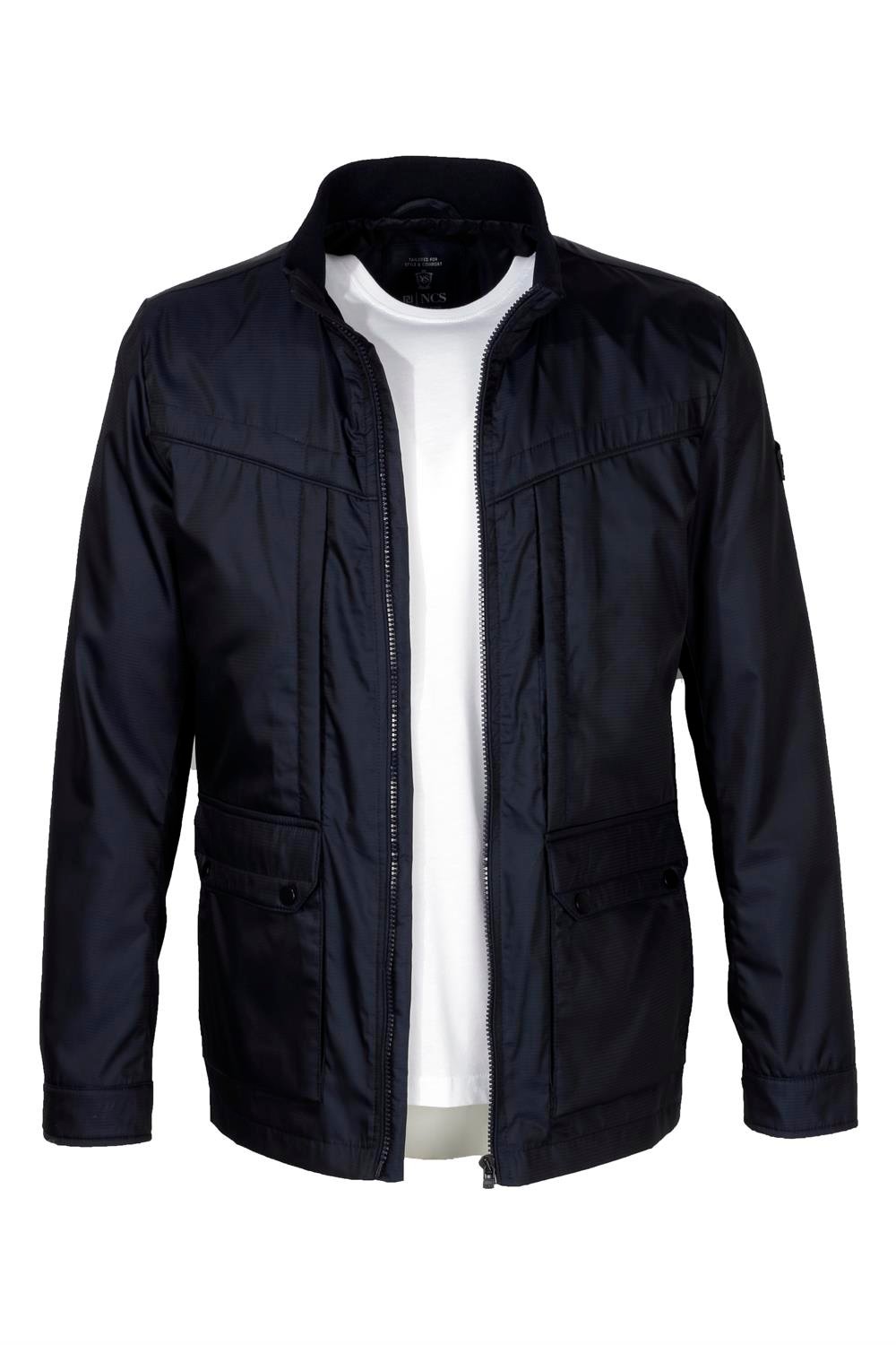 lacivert Erkek Dik Yaka Rüzgar Ve Su Itici Ön Cepli Slim Fit Mevsimlik Mont 4502