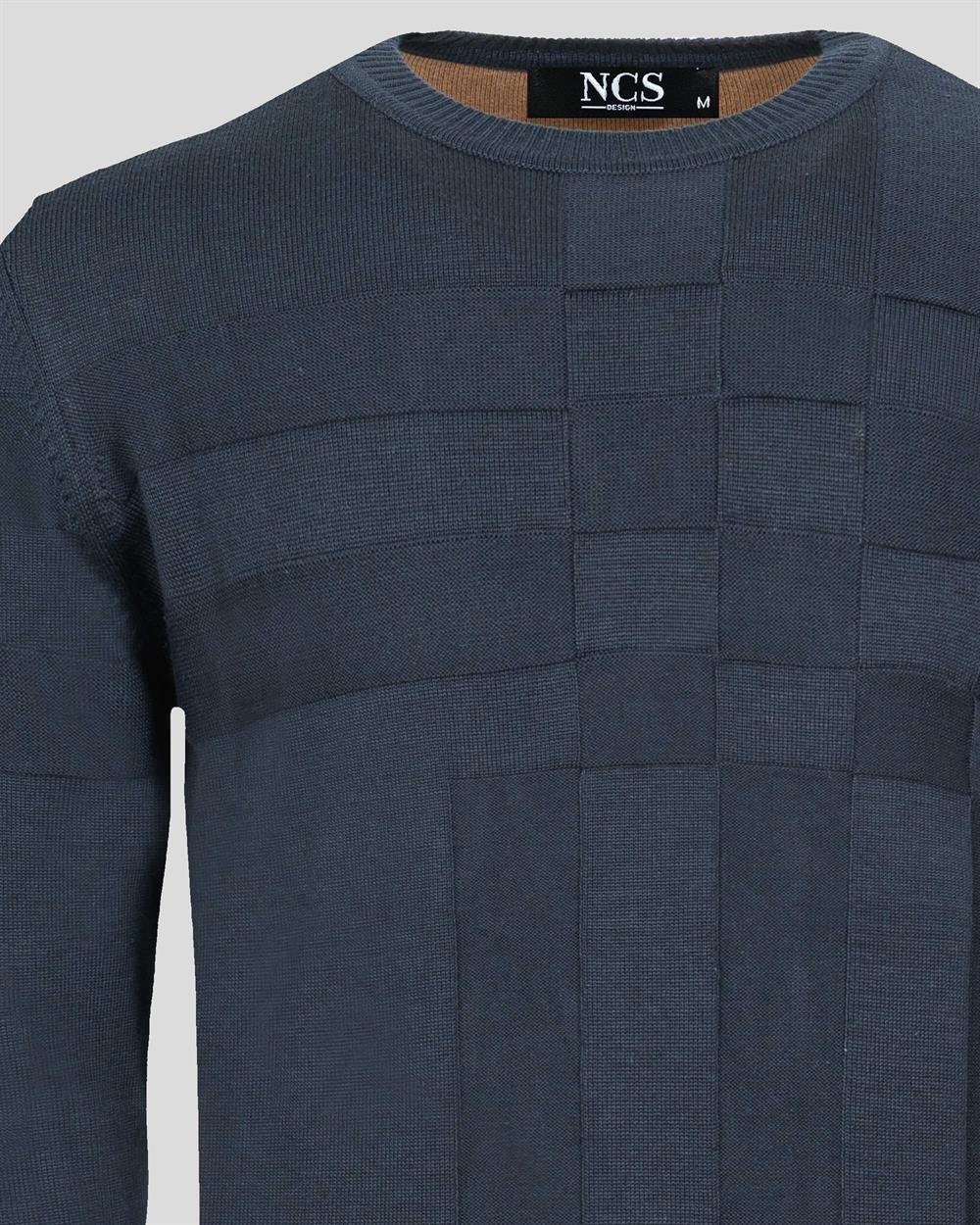 Lacivert Erkek Triko Örgü Desenli Slim Fİt  Kazak NCS JEANS 3638