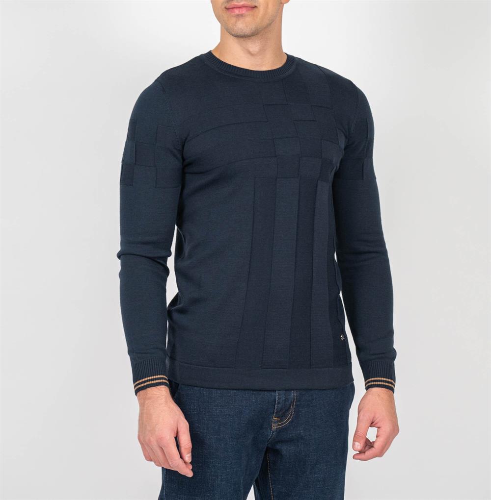 Lacivert Erkek Triko Örgü Desenli Slim Fİt  Kazak NCS JEANS 3638