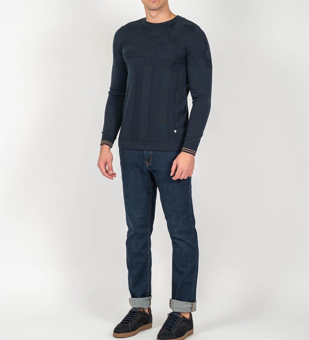 Lacivert Erkek Triko Örgü Desenli Slim Fİt  Kazak NCS JEANS 3638