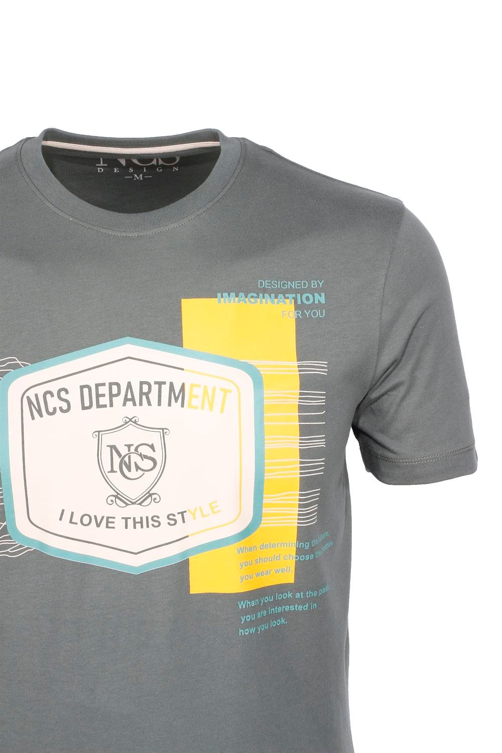 Ncs Haki Bisiklet Yaka Slim Fit Dar Kesim Baskılı T-shirt 1216