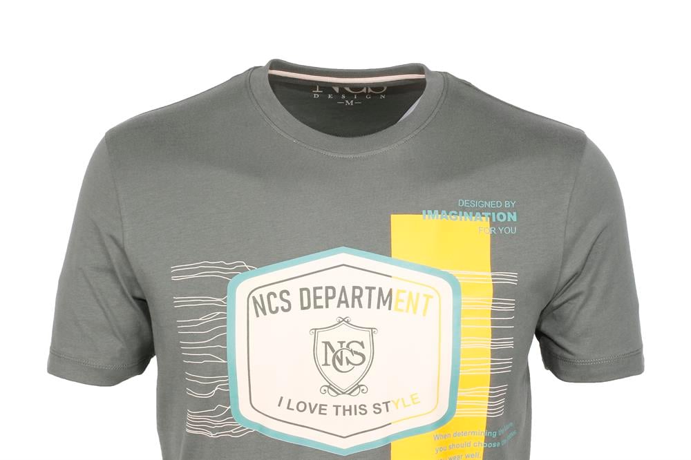Ncs Haki Bisiklet Yaka Slim Fit Dar Kesim Baskılı T-shirt 1216