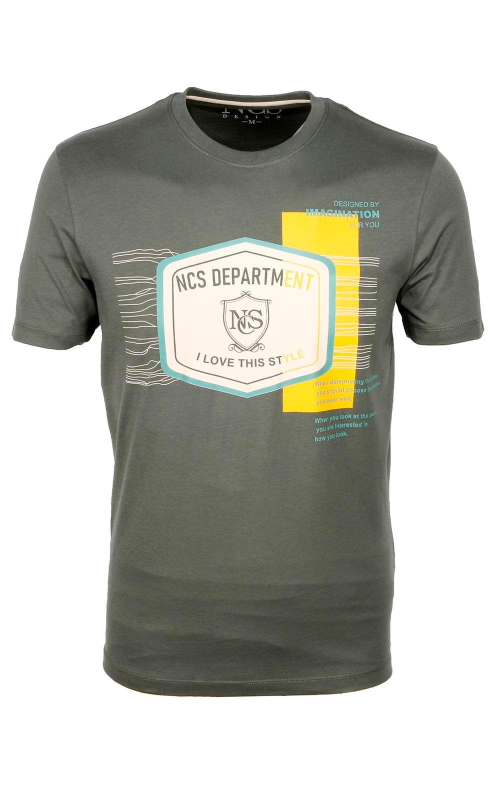Ncs Haki Bisiklet Yaka Slim Fit Dar Kesim Baskılı T-shirt 1216