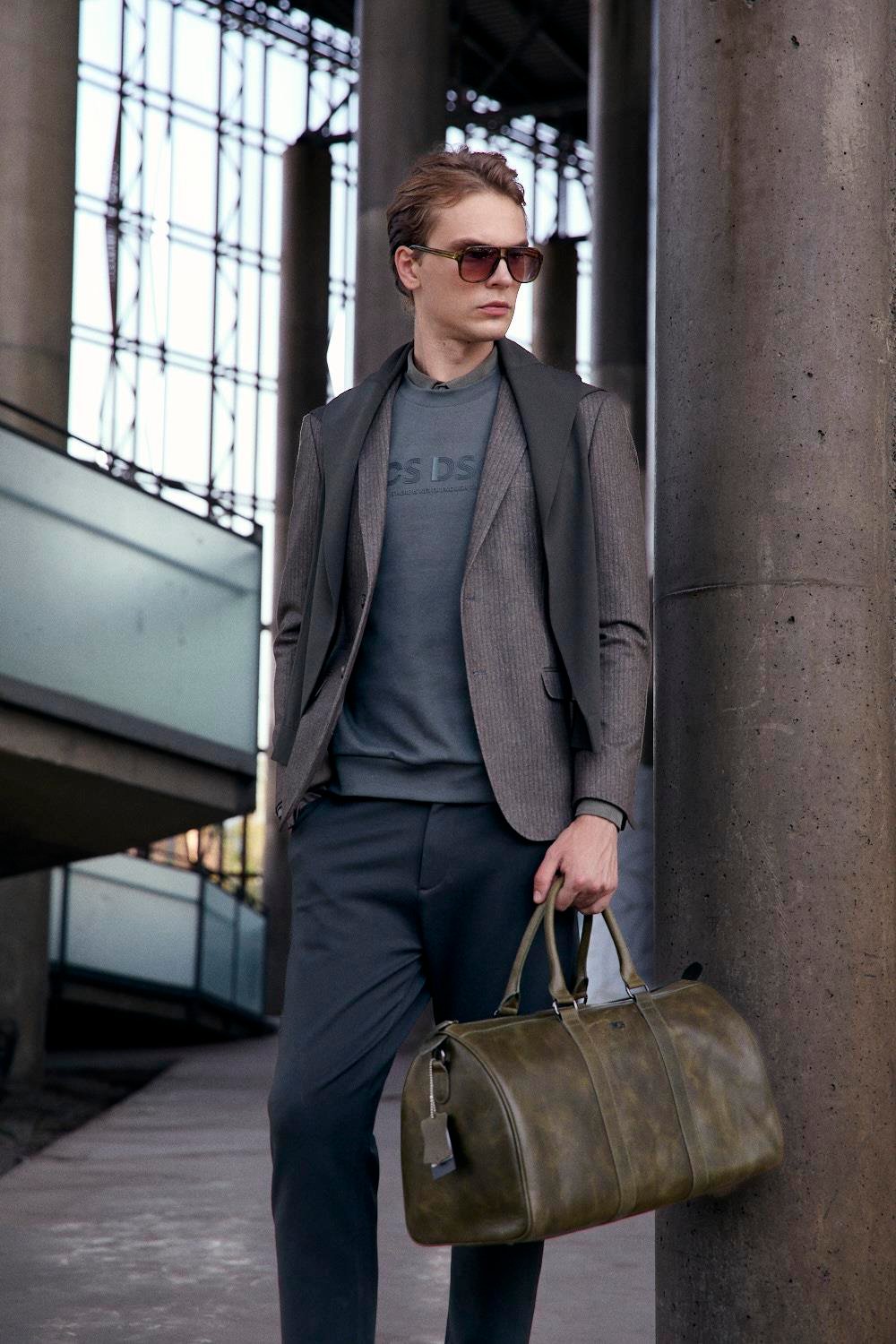 Erkek Sweatshirt Bisiklet Yaka Haki 1664