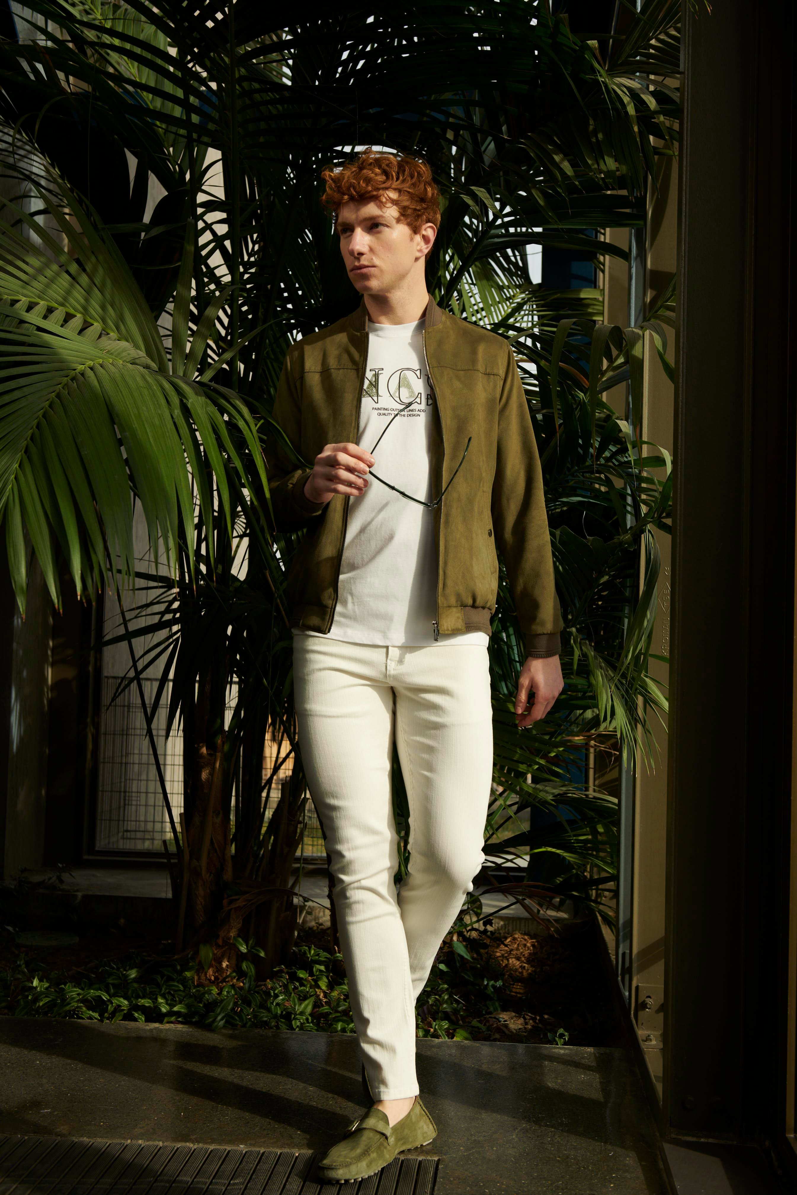 NCS JEANSErkek Tişört Bisiklet Yaka Olive Slim Fit Baskılı T-shirt NCS JEANS 12981298