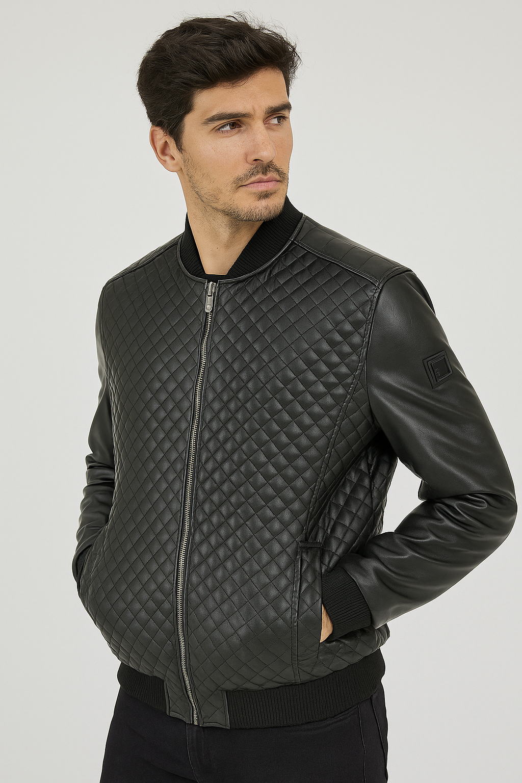 NCS JEANS Regular Fit Baklava Desenli Erkek Mont Siyah 4527