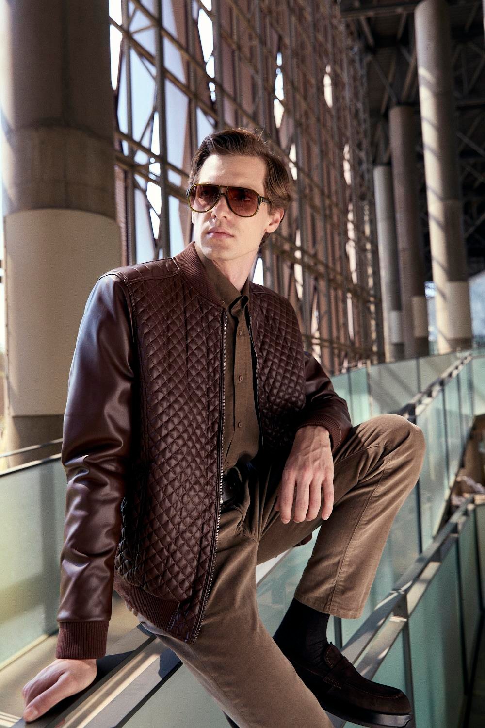 NCS JEANS Regular Fit Baklava Desenli Erkek Mont Kahve 4527