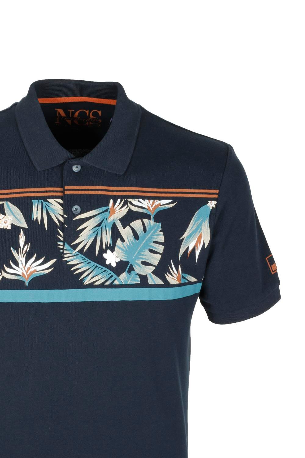 Ncs Lacivert Erkek Slim Fit Polo Yaka Baskılı Tshirt 1179