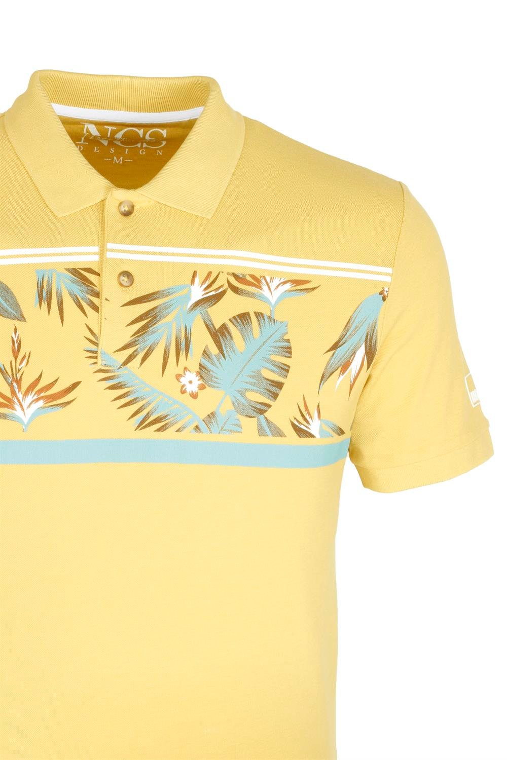 Ncs Sarı Erkek Slim Fit Polo Yaka Baskılı Tshirt 1179