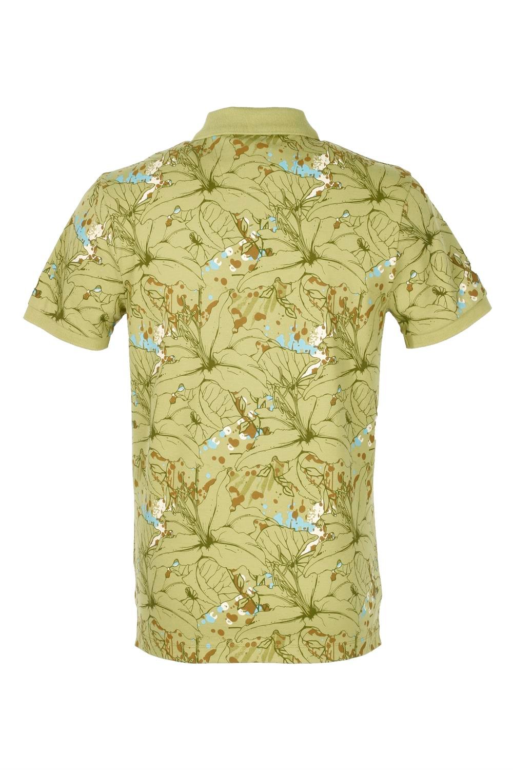 Olive Erkek Polo Yaka Slim Fit Baskılı Tshirt 1191