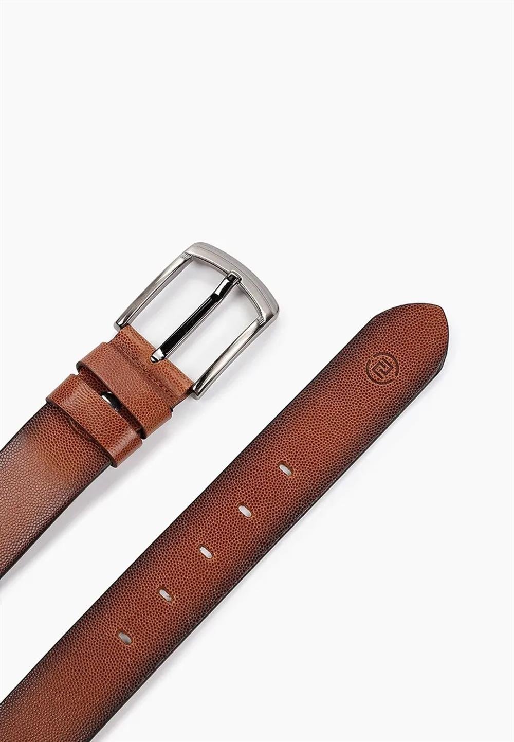 Taba Erkek Hakiki Deri Floater Desenli 4 Cm Kemer NCS JEANS 1