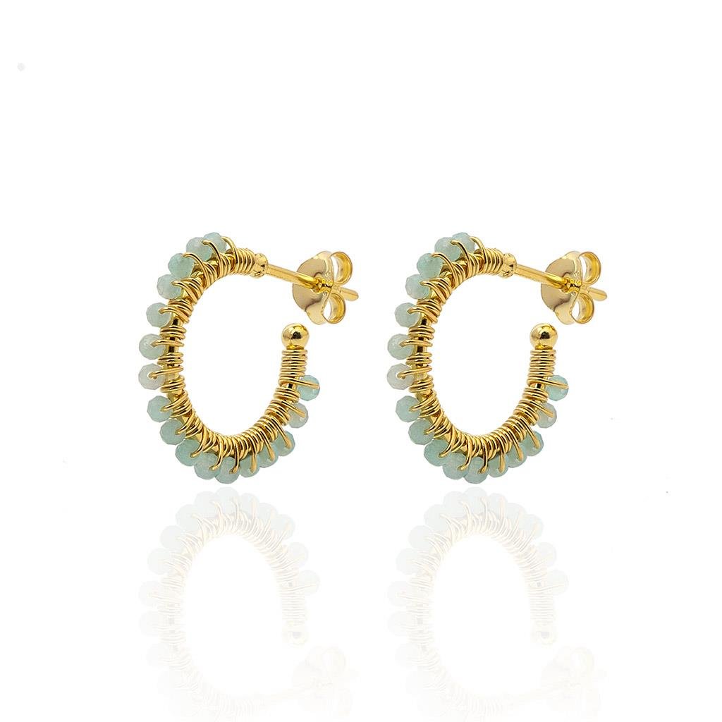 Amazonit Taşlı Halka Küpe