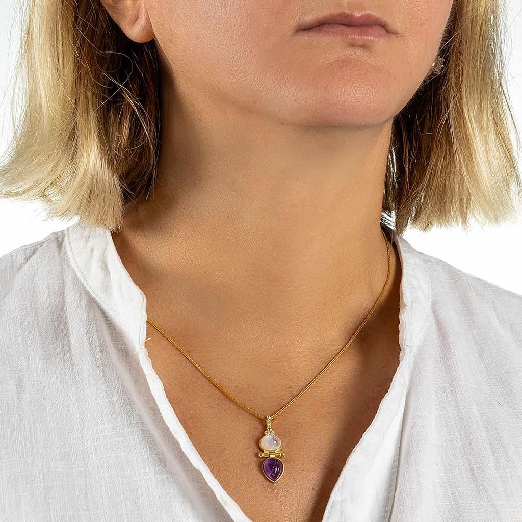 Ay Taşı ve Ametist Kolye