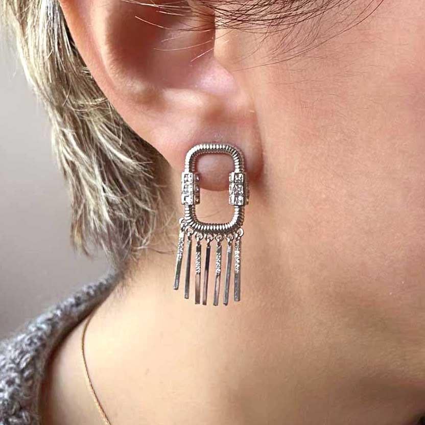 Dikdörtgen Saçaklı Küpe