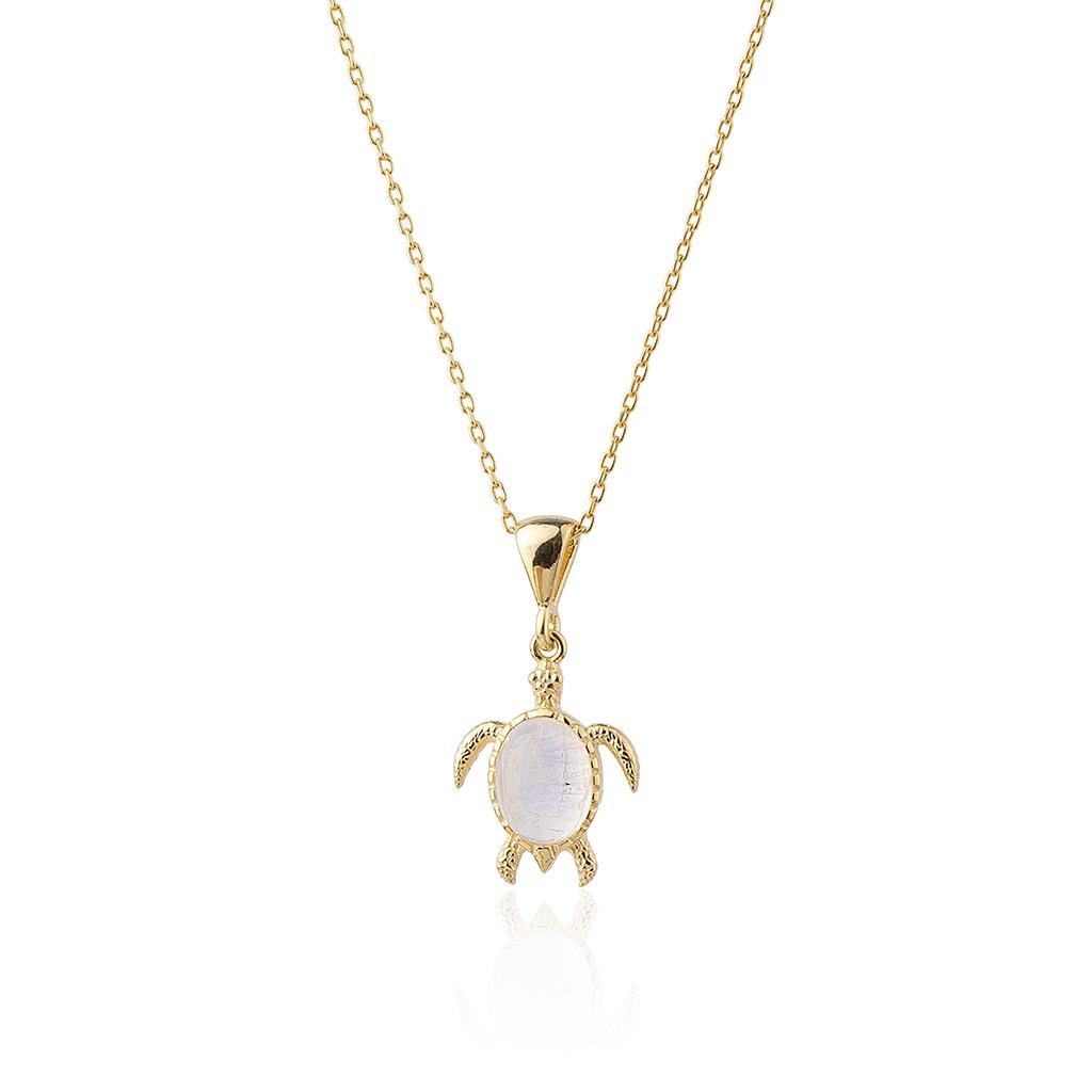 Doğal Taşlı Kaplumbağa Kolye