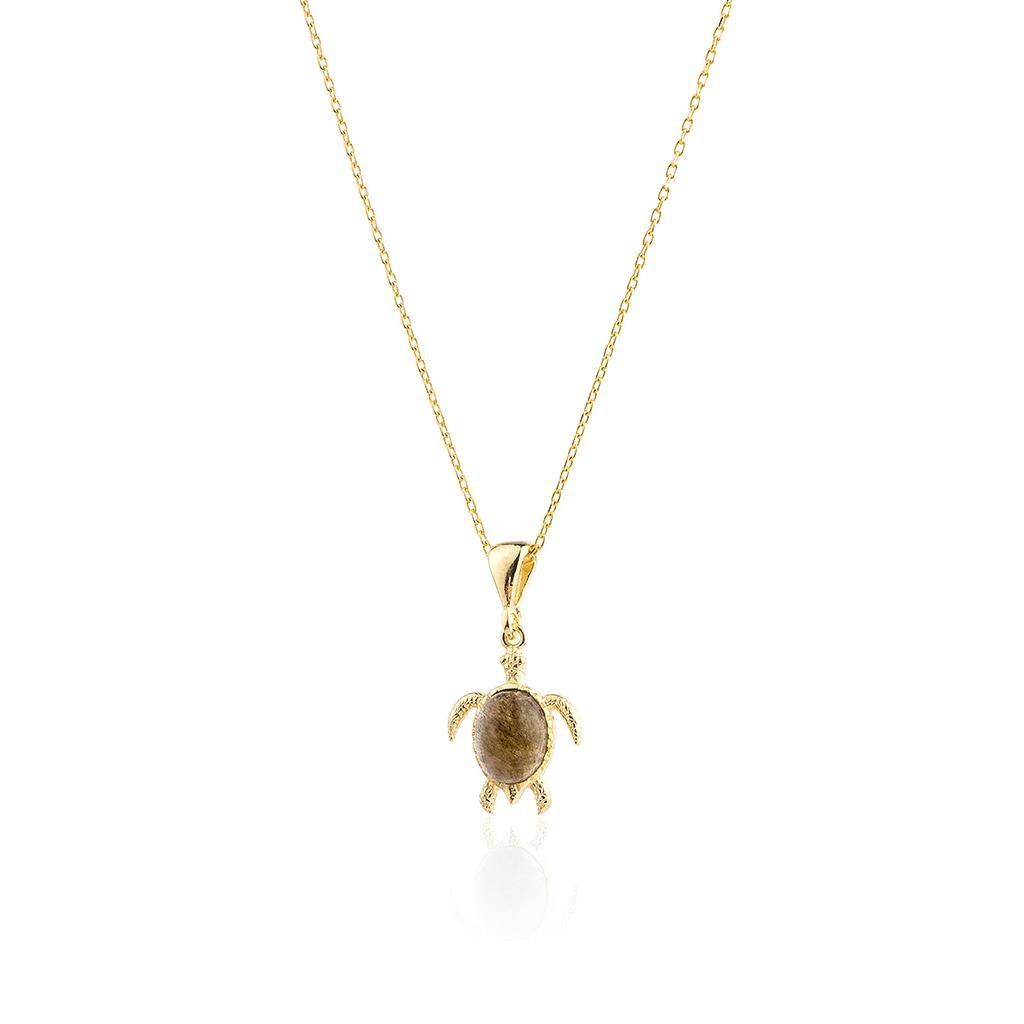 Doğal Taşlı Kaplumbağa Kolye