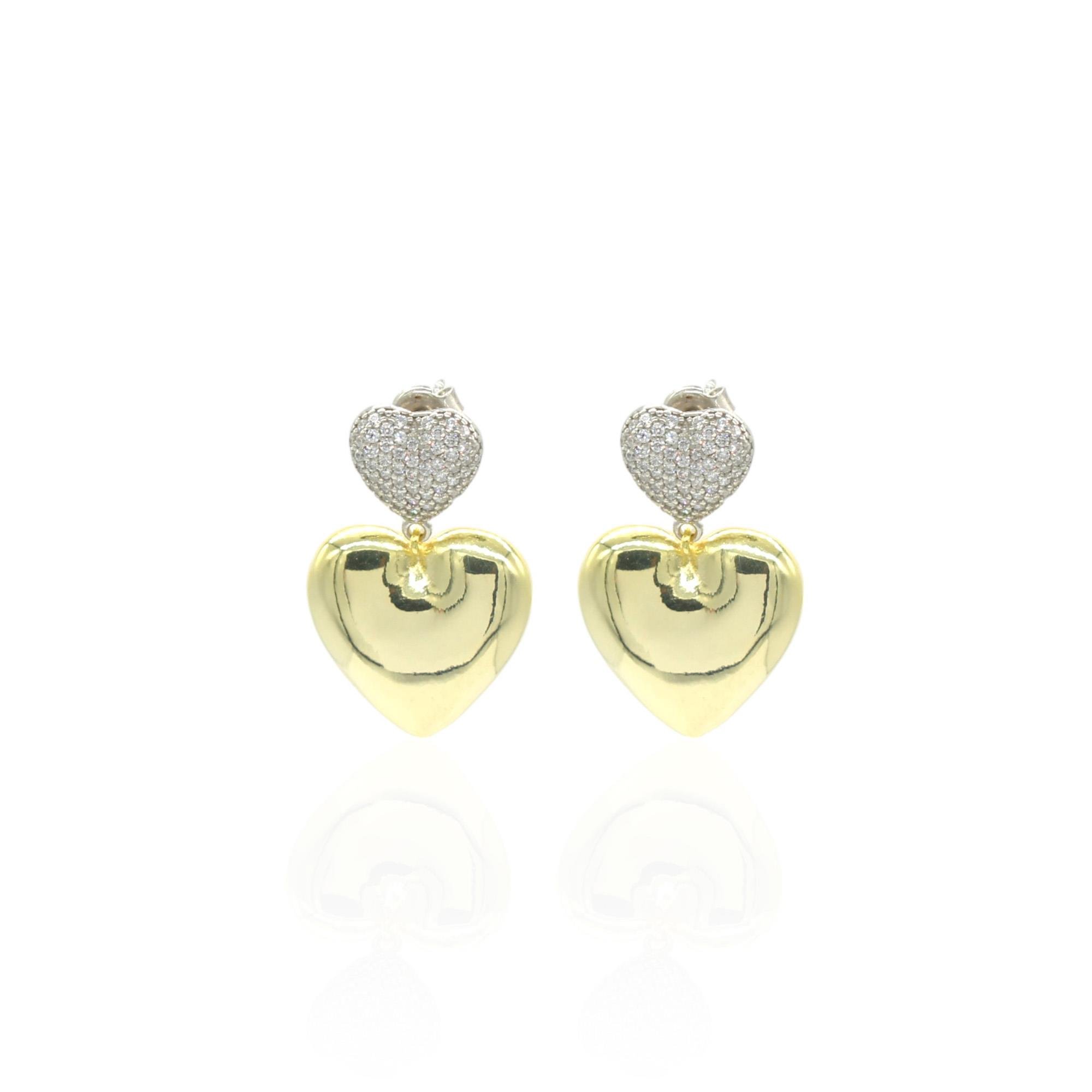 İkili Dolgu Kalp Küpe