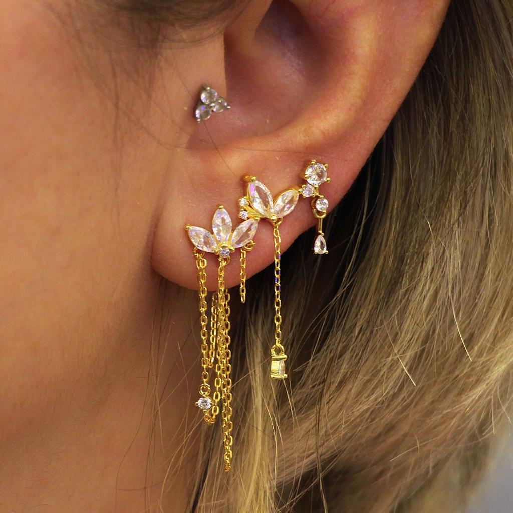 İkili Markiz Zincir Küpe