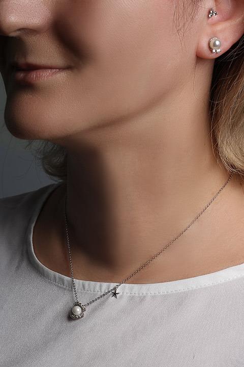 İncili İstiridye Kolye Takım