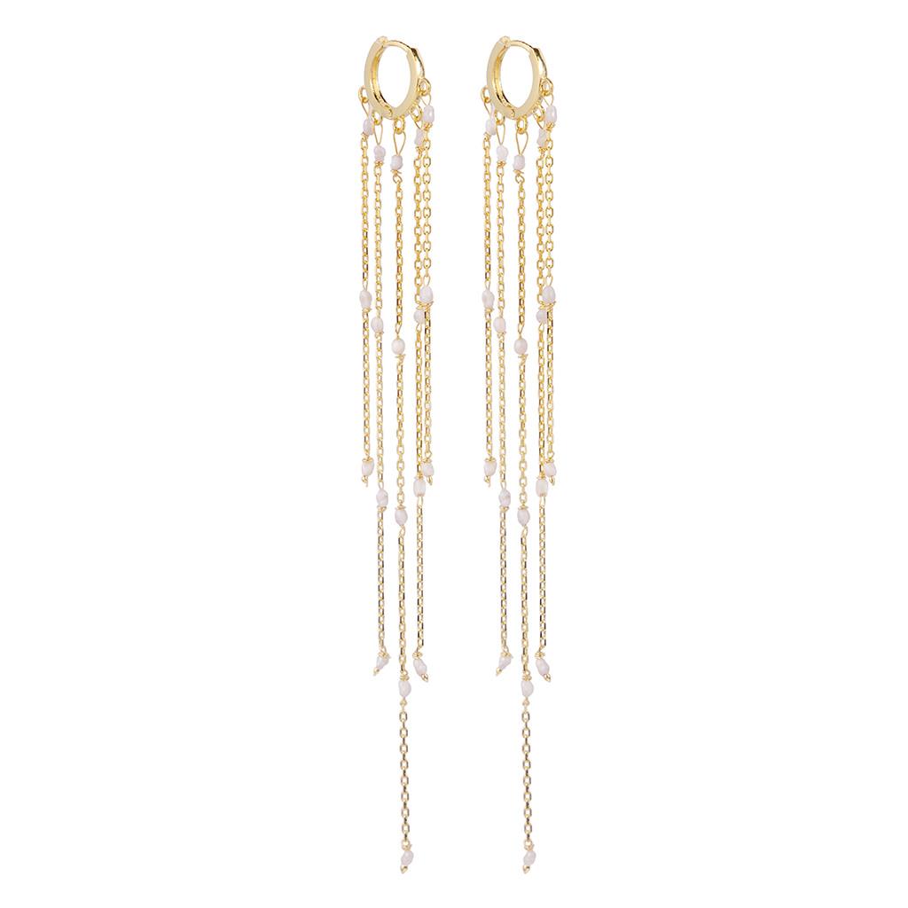 İncili Uzun Zincir Küpe