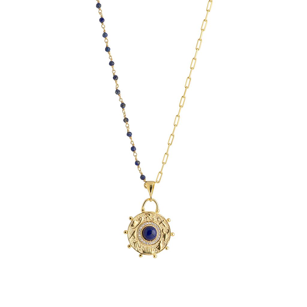 Lapis Taşlı Madalyon Kolye