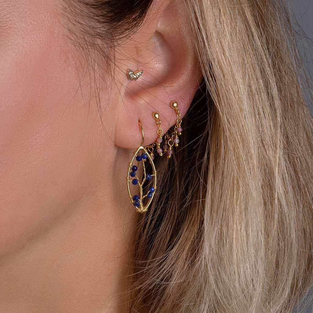 Lapis Taşlı Yaprak Küpe