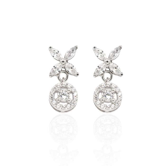 Markiz Taşlı Mini Yuvarlak Küpe