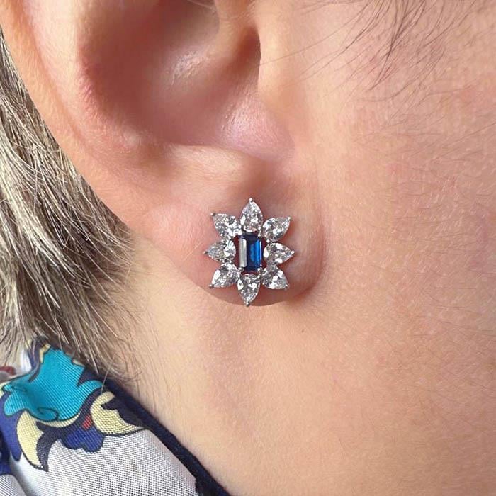 Mavi baget Taşlı Küpe