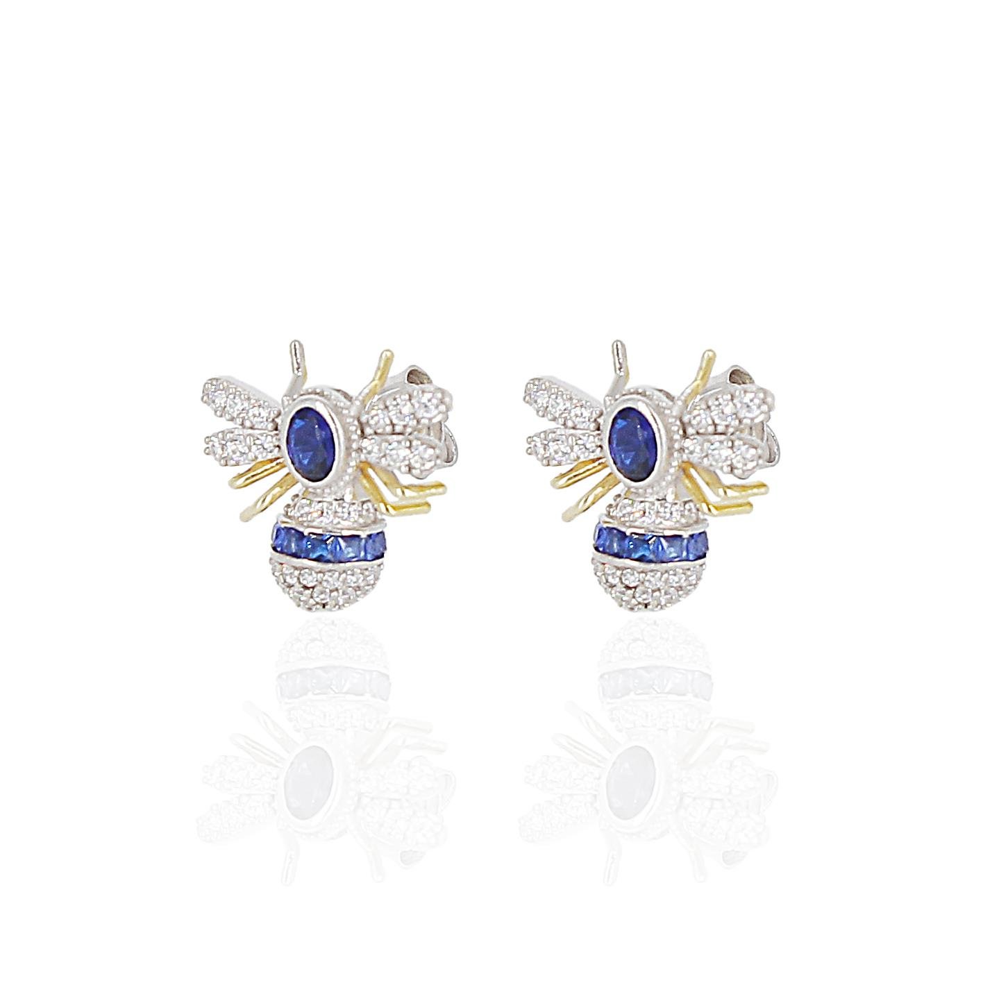 Mavi Taşlı Arı Küpe