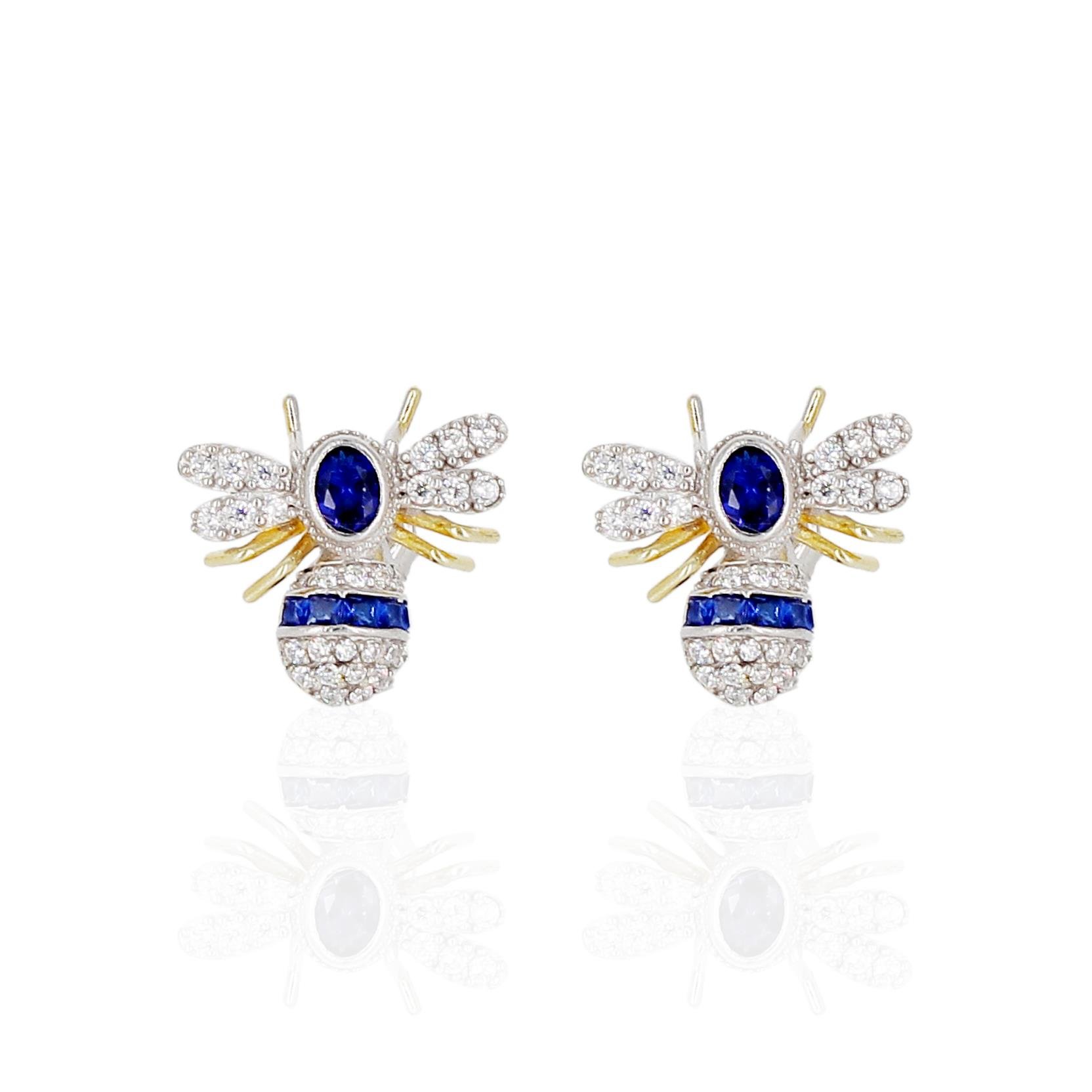 Mavi Taşlı Arı Küpe