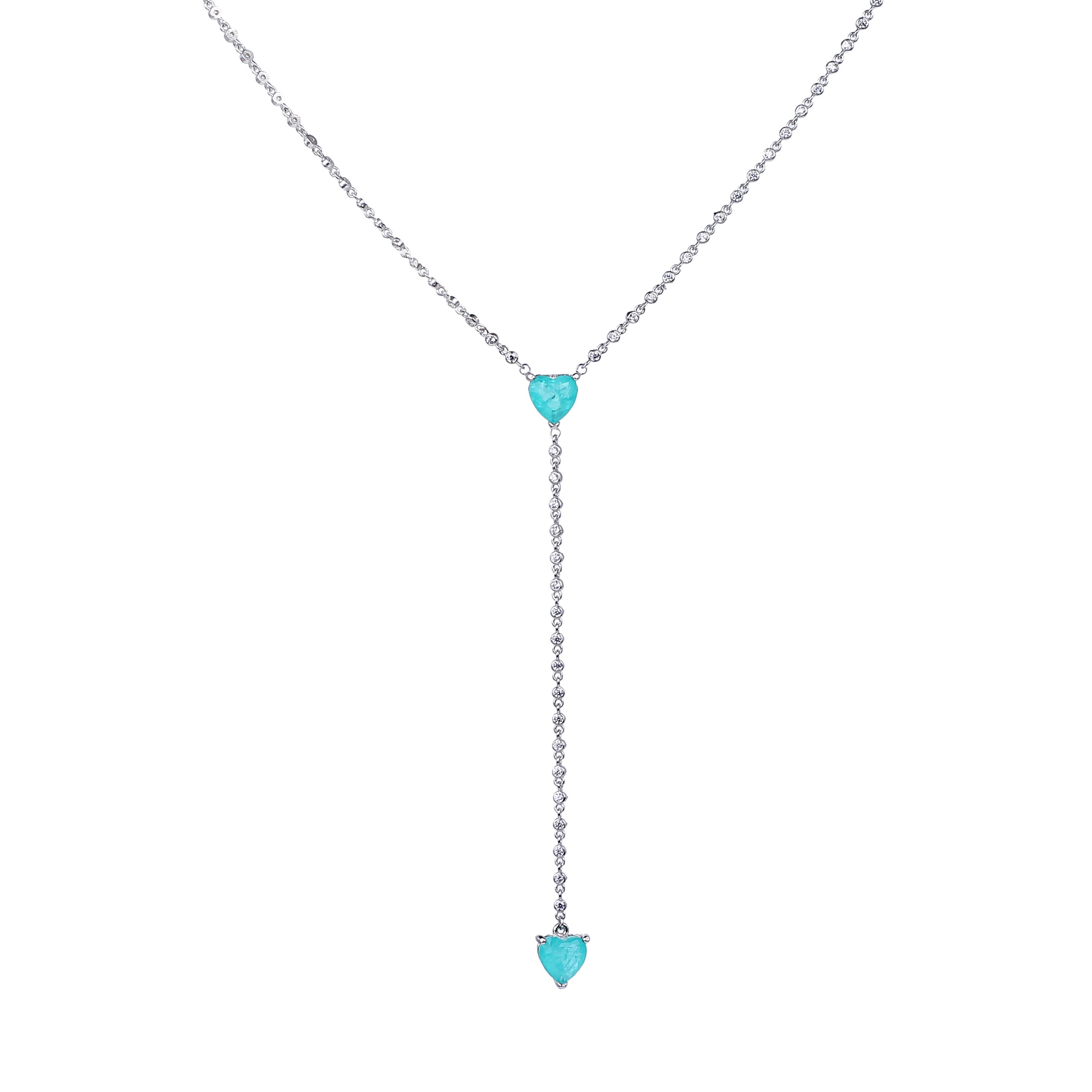 Paraiba Taşı Kalpli Y Kolye