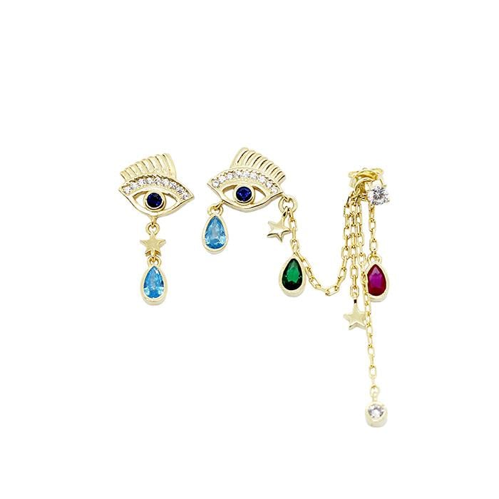 Renki Taşlı Göz Küpe