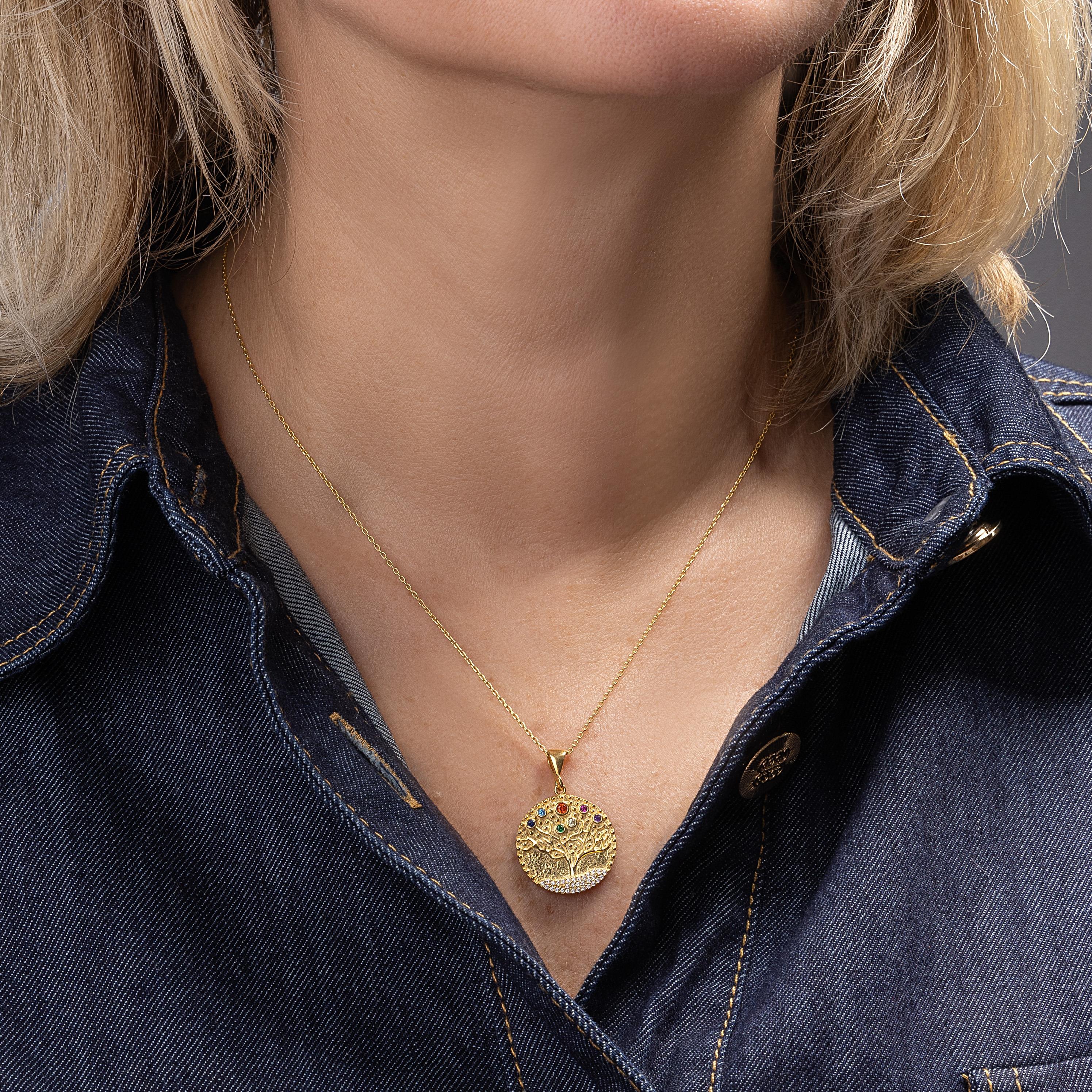 Renkli Taşlı Hayat Ağacı Kolye