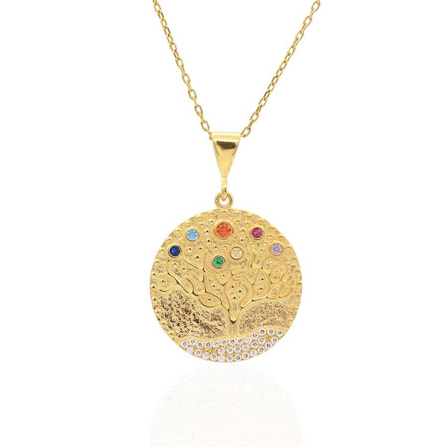 Renkli Taşlı Hayat Ağacı Kolye
